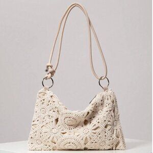 Boho Floral Hollow Out Woven Shoulder Bag